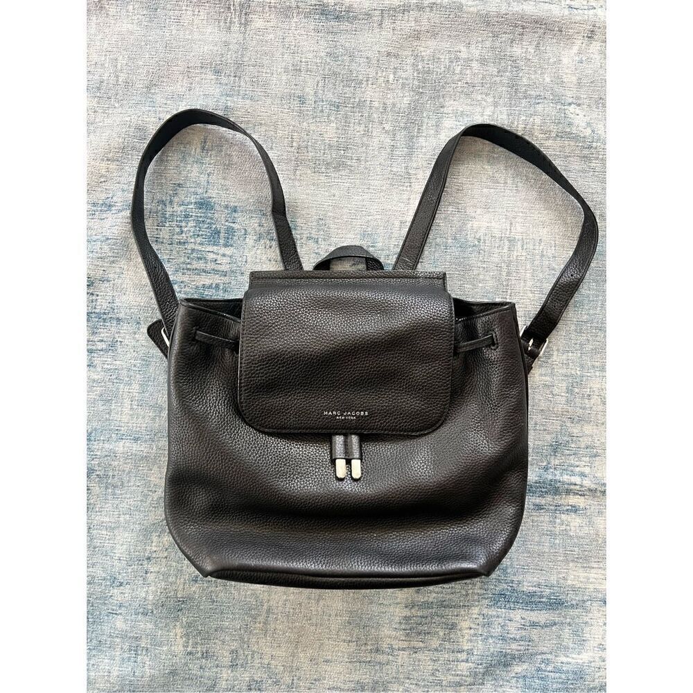 Marc Jacobs Black Pebbled 100% Cow Leather Pike Place Backpack